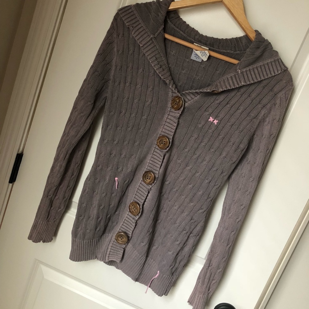 Cable knit boutique sweater with hoodie